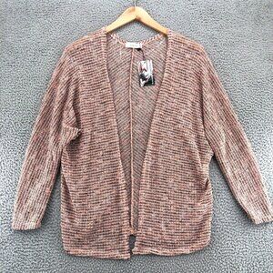 Jolie Sweater Womens Large Pink Heathered Open Cardigan Lightweight Stretch NWT